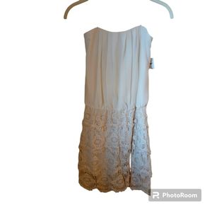 Trixxi Women's Ivory Lace Fully Lined  Tube  Top Romper Size Small